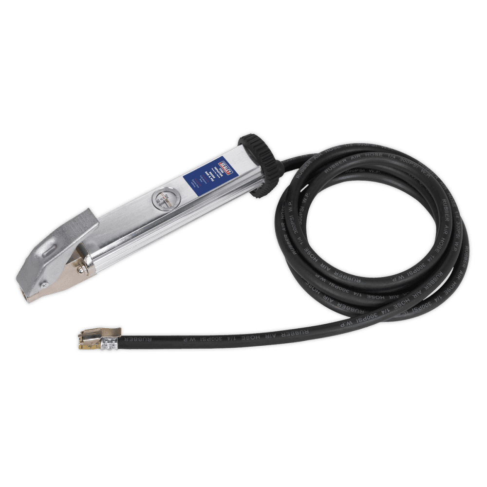 Sealey Tyre Inflator with 2.75mtr Hose & Clip-On Connector Model No-20403