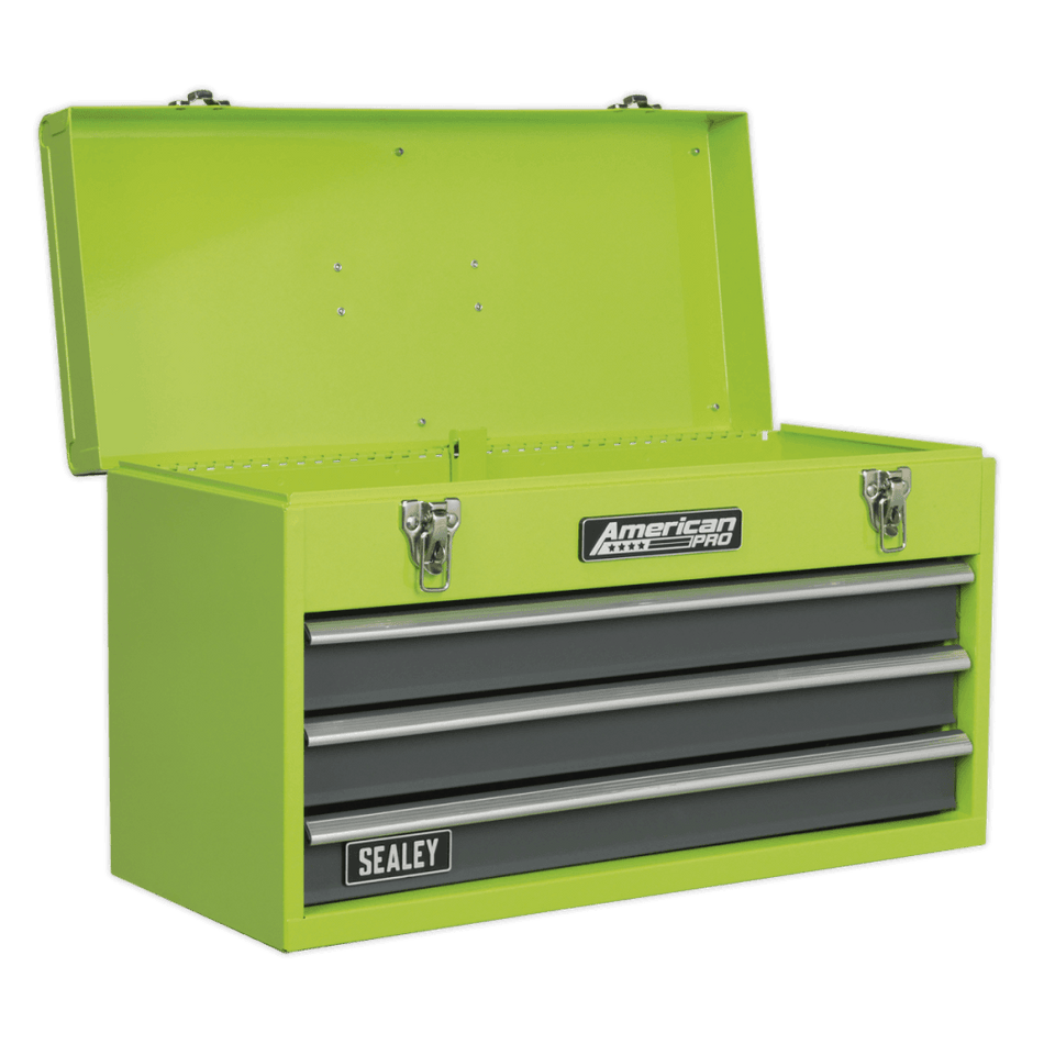 Sealey Tool Chest 3 Drawer Portable with Ball Bearing Runners - Hi-Vis Green Model No-20409