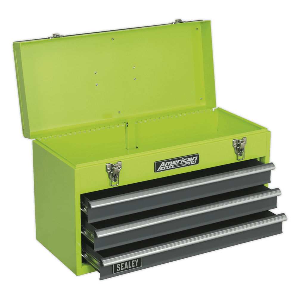 Sealey Tool Chest 3 Drawer Portable with Ball Bearing Runners - Hi-Vis Green Model No-20409