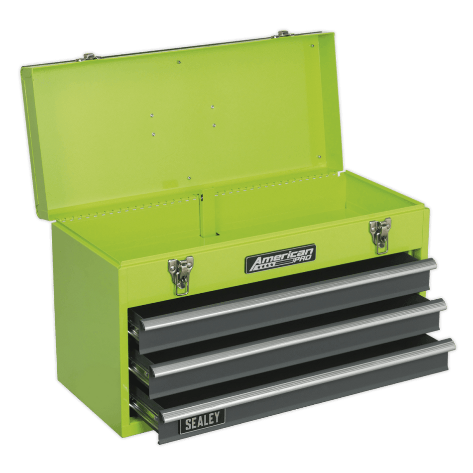 Sealey Tool Chest 3 Drawer Portable with Ball Bearing Runners - Hi-Vis Green Model No-20409