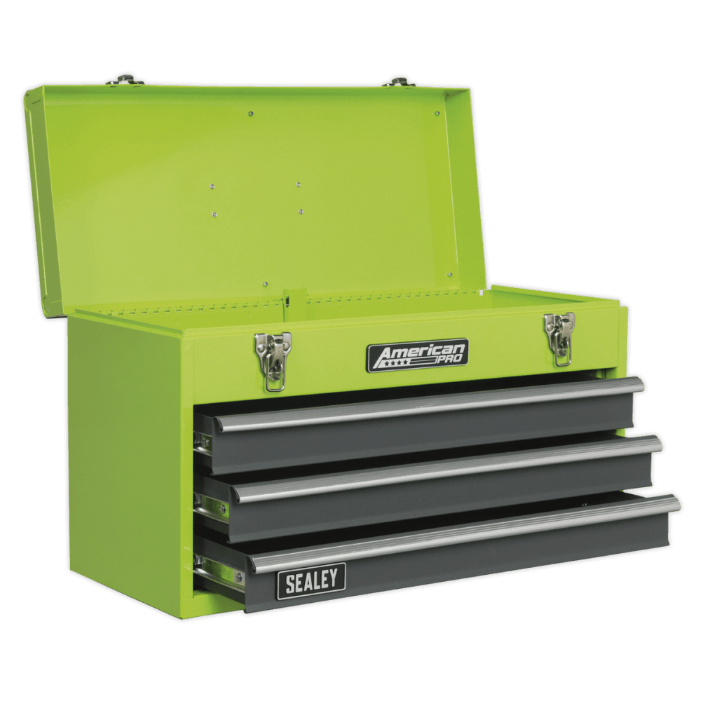 Sealey Tool Chest 3 Drawer Portable with Ball Bearing Runners - Hi-Vis Green Model No-20409