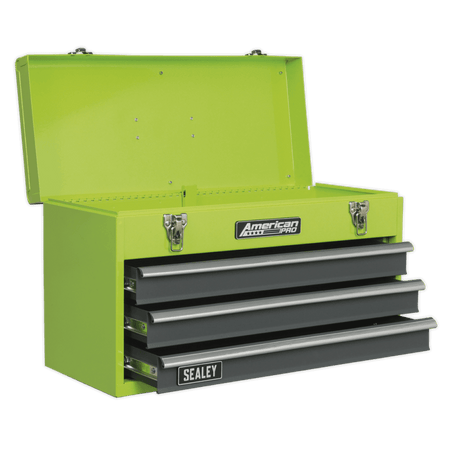 Sealey Tool Chest 3 Drawer Portable with Ball Bearing Runners - Hi-Vis Green Model No-20409