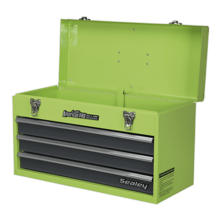 Sealey Tool Chest 3 Drawer Portable with Ball Bearing Runners - Hi-Vis Green Model No-20409