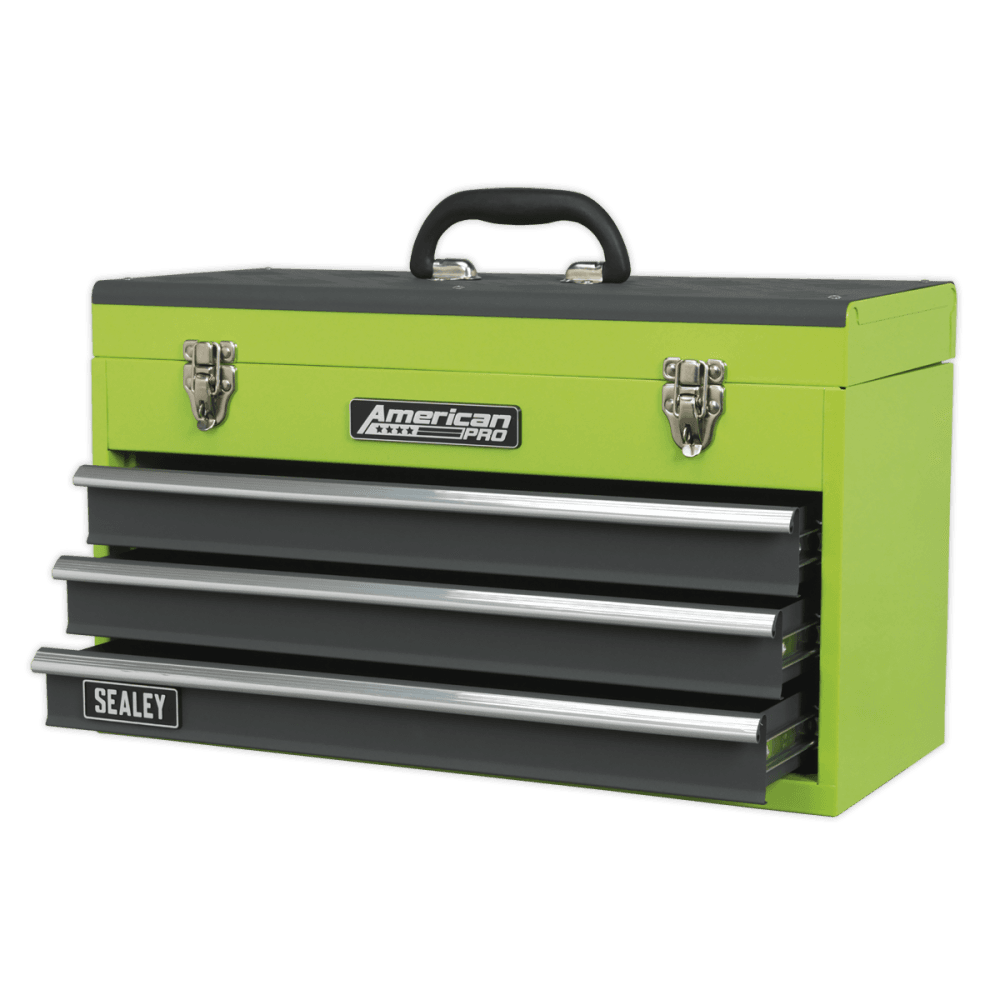 Sealey Tool Chest 3 Drawer Portable with Ball Bearing Runners - Hi-Vis Green Model No-20409
