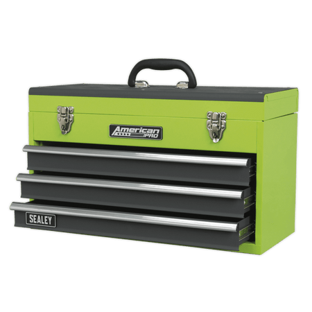 Sealey Tool Chest 3 Drawer Portable with Ball Bearing Runners - Hi-Vis Green Model No-20409