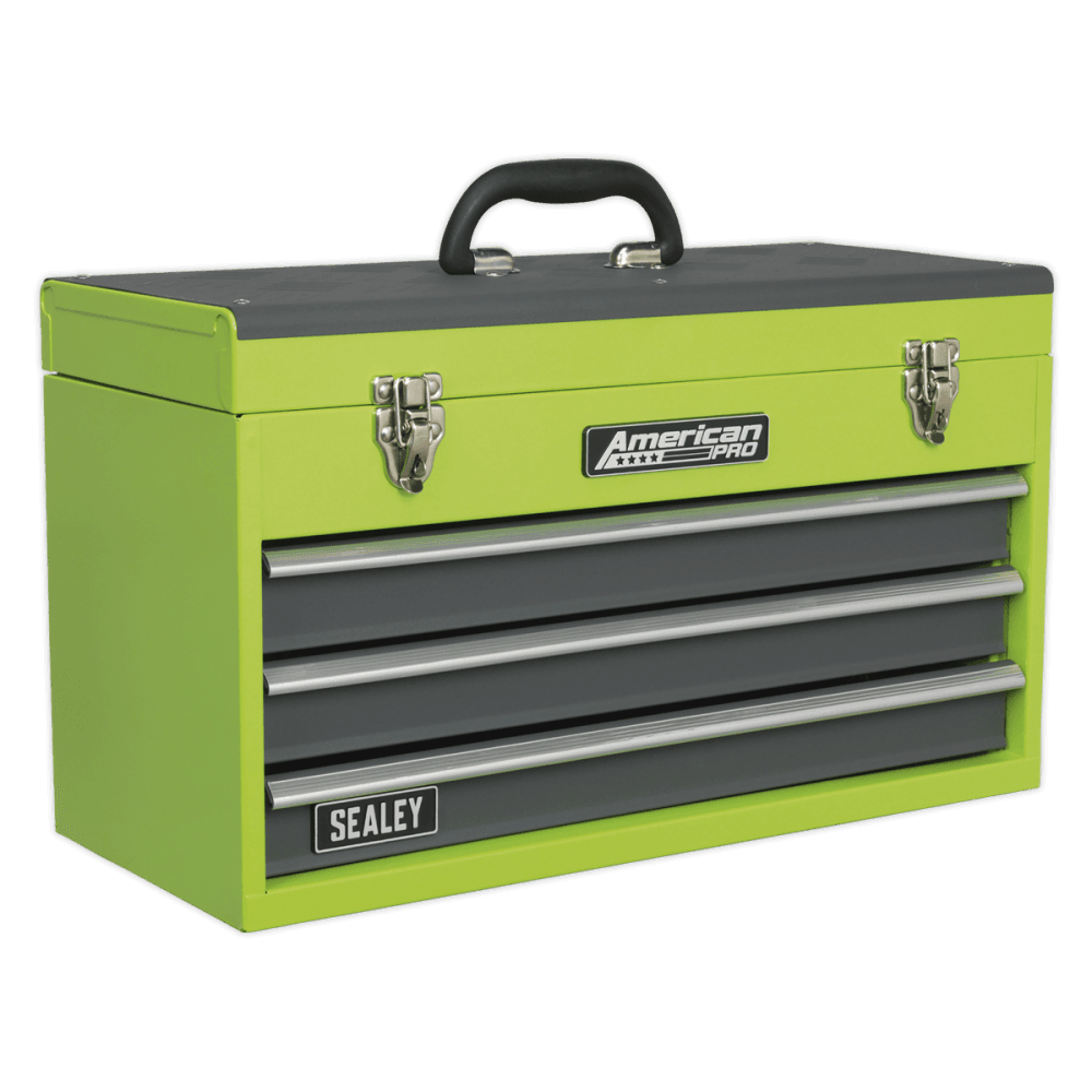 Sealey Tool Chest 3 Drawer Portable with Ball Bearing Runners - Hi-Vis Green Model No-20409