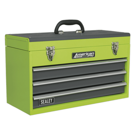 Sealey Tool Chest 3 Drawer Portable with Ball Bearing Runners - Hi-Vis Green Model No-20409