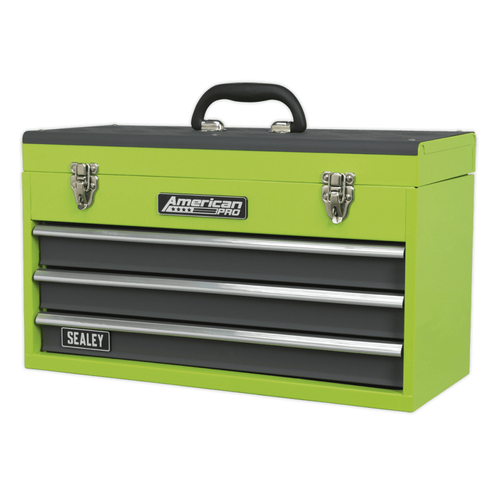 Sealey Tool Chest 3 Drawer Portable with Ball Bearing Runners - Hi-Vis Green Model No-20409