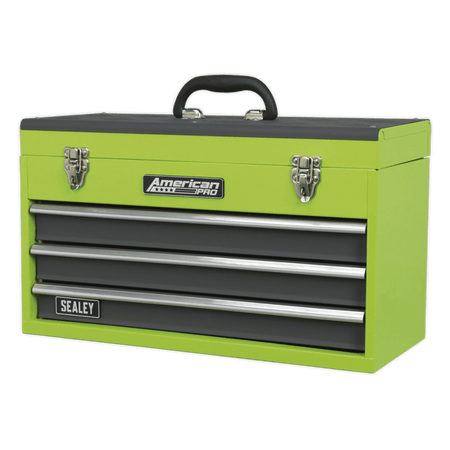 Sealey Tool Chest 3 Drawer Portable with Ball Bearing Runners - Hi-Vis Green Model No-20409