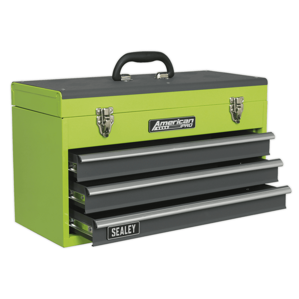 Sealey Tool Chest 3 Drawer Portable with Ball Bearing Runners - Hi-Vis Green Model No-20409