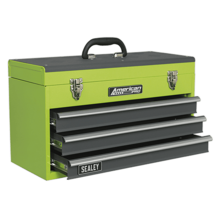 Sealey Tool Chest 3 Drawer Portable with Ball Bearing Runners - Hi-Vis Green Model No-20409