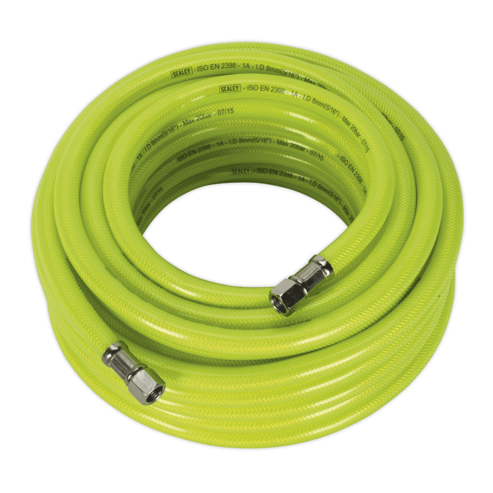 Sealey Air Hose High Visibility 15mtr x 8mm with 1/4"BSP Unions Model No-20424