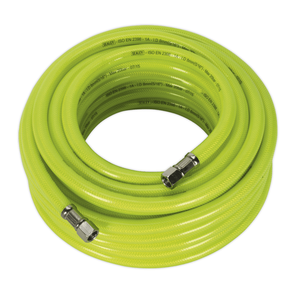Sealey Air Hose High Visibility 15mtr x 8mm with 1/4"BSP Unions Model No-20424