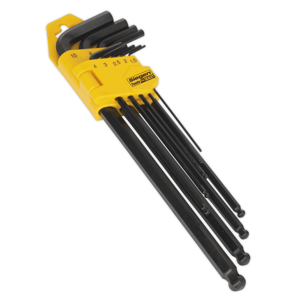 Sealey Siegen Extra-Long Ball-End Hex Key Set 9pc Model No-20430