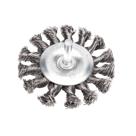 Sealey Twist Knot Wire Flat Brush 75mm with 6mm Shaft Model No-20442