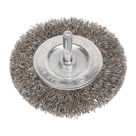 Sealey 75mm Crimped Flat Wire Brush with 6mm Shaft Model No-20445