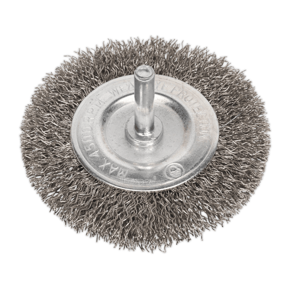 Sealey Flat Wire Brush Stainless Steel 75mm with 6mm Shaft Model No-20445