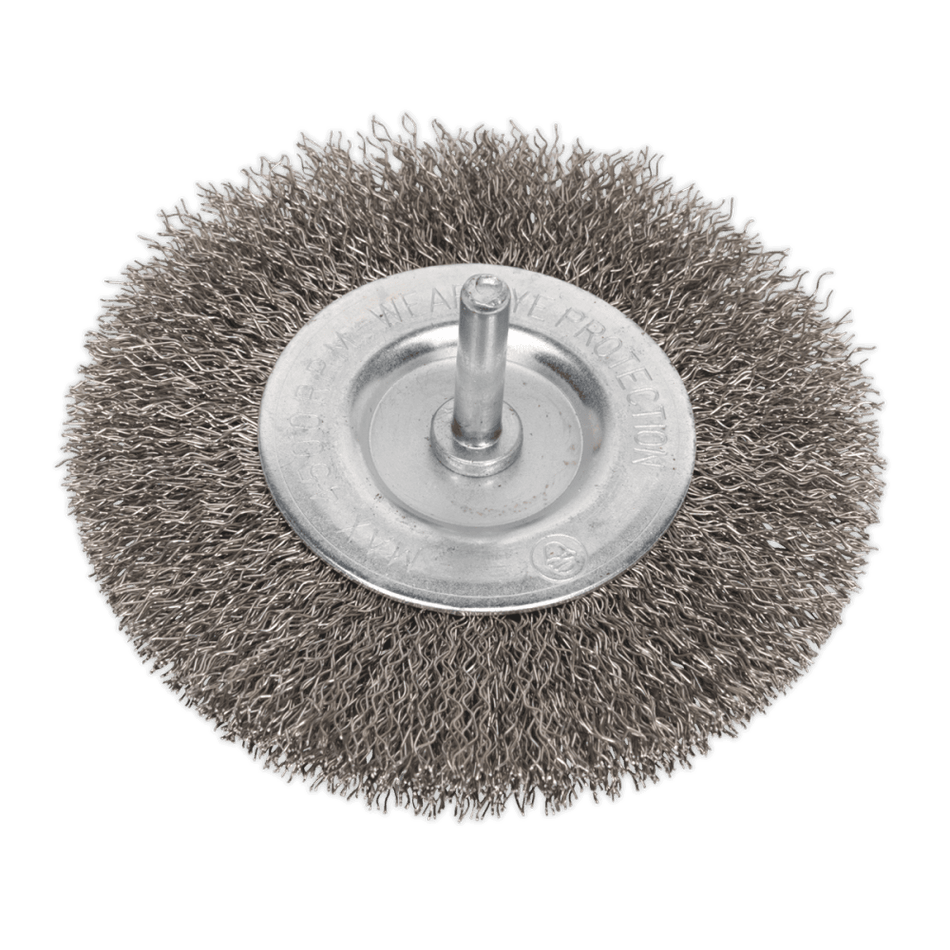 Sealey Flat Wire Brush Stainless Steel 100mm with 6mm Shaft Model No-20446