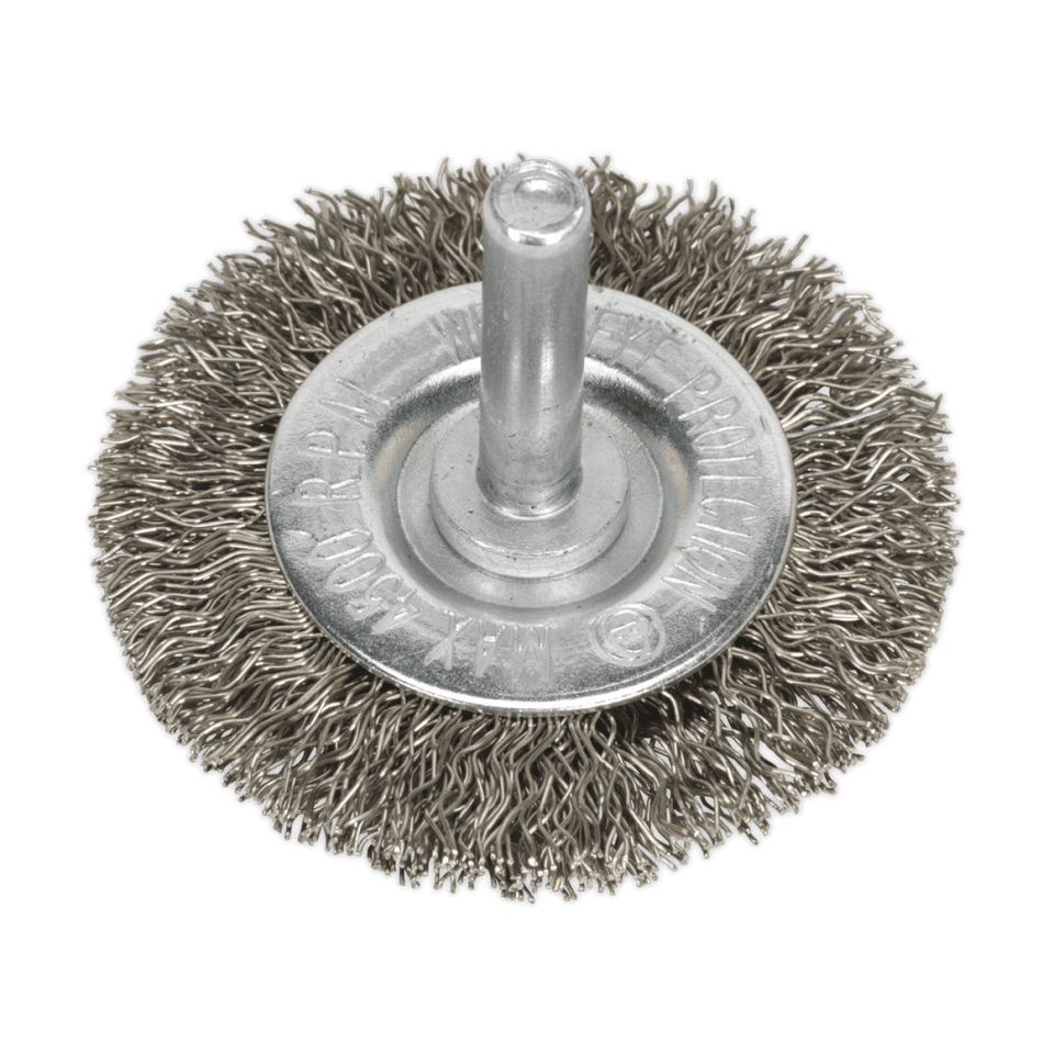 Sealey Flat Wire Brush Stainless Steel 50mm with 6mm Shaft Model No-20447