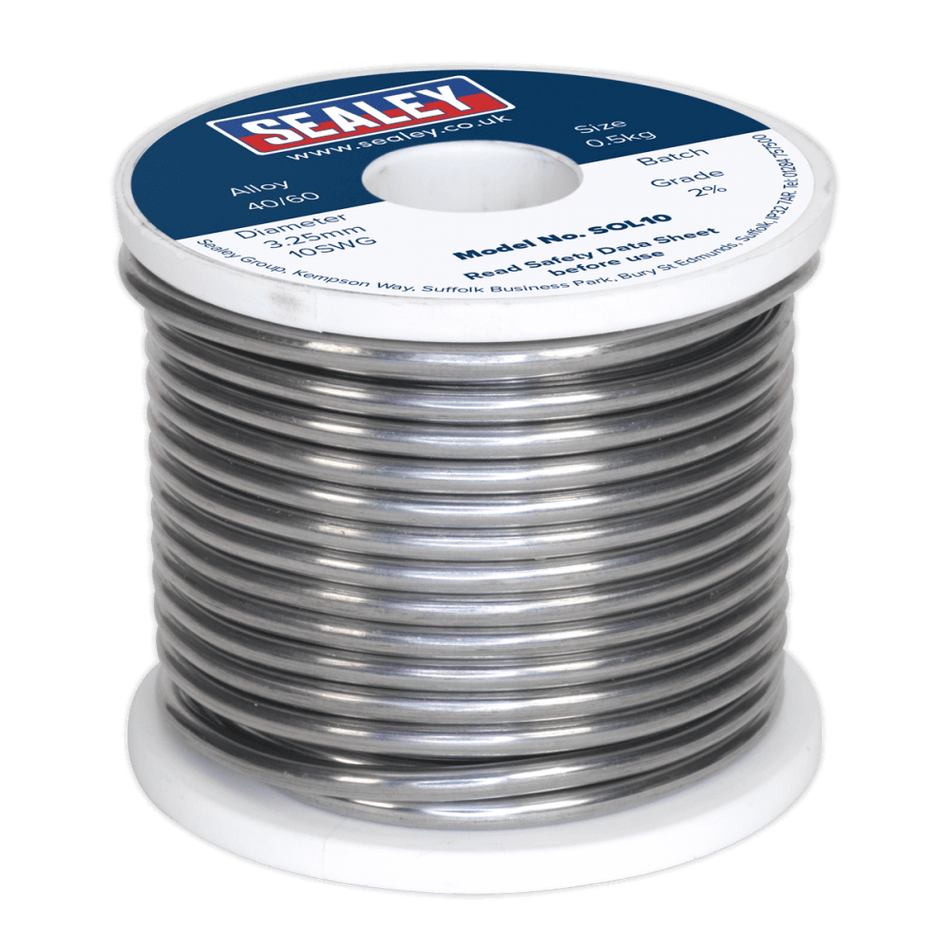 Sealey Solder Wire Quick Flow 3.25mm/10SWG 40/60 0.5kg Reel Model No-20452