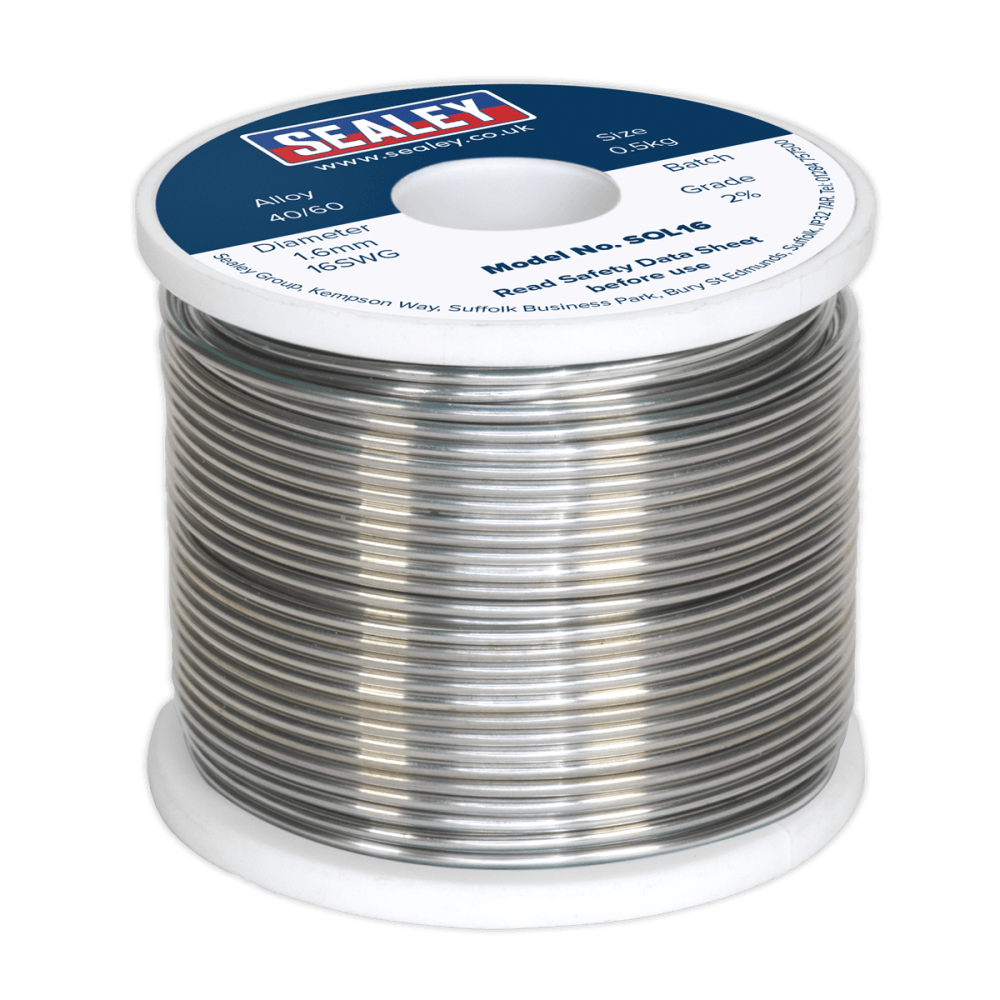 Sealey Solder Wire Quick Flow 1.6mm/16SWG 40/60 0.5kg Reel Model No-20453