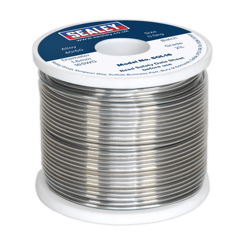 Sealey Solder Wire Quick Flow 1.6mm/16SWG 40/60 0.5kg Reel Model No-20453