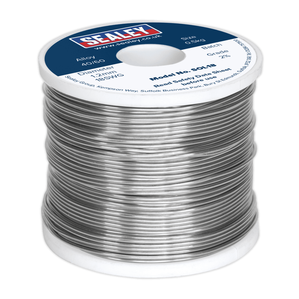 Sealey Solder Wire Quick Flow 1.2mm/18SWG 60/40 0.5kg Reel Model No-20454