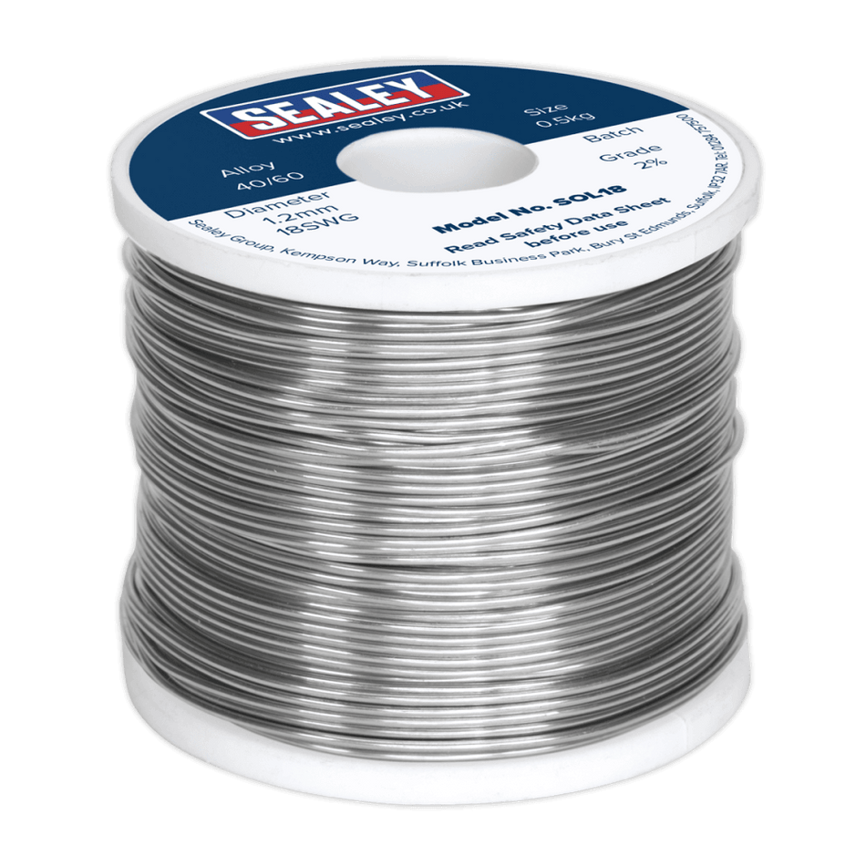 Sealey Solder Wire Quick Flow 1.2mm/18SWG 60/40 0.5kg Reel Model No-20454