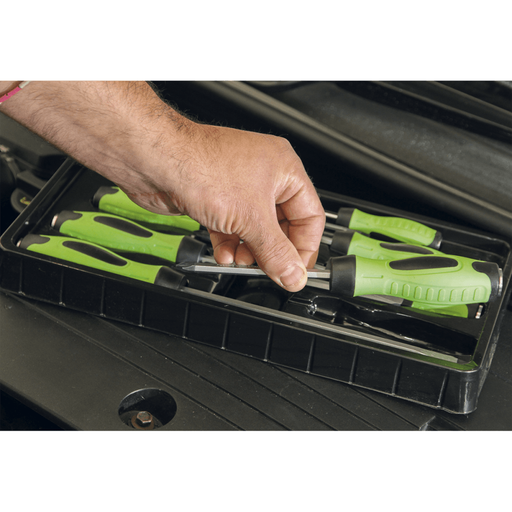 Sealey Screwdriver Set 8pc Hammer-Thru Hi-Vis Model No-. HV002