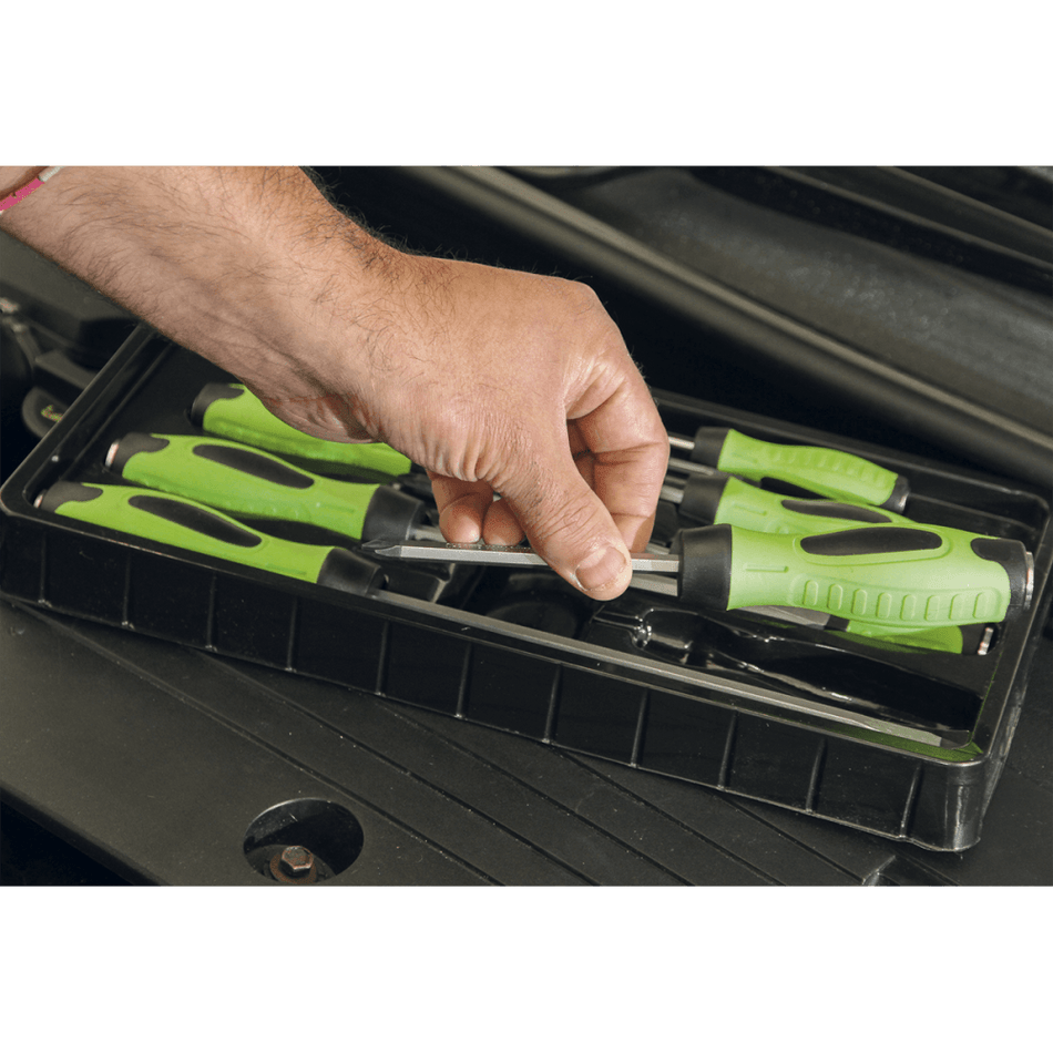 Sealey Screwdriver Set 8pc Hammer-Thru Hi-Vis Model No-. HV002