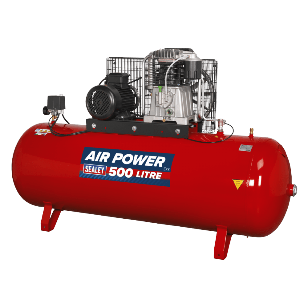 Sealey Compressor 500ltr Belt Drive 7.5hp 3ph 2-Stage with Cast Cylinders Model No-. SAC55075B