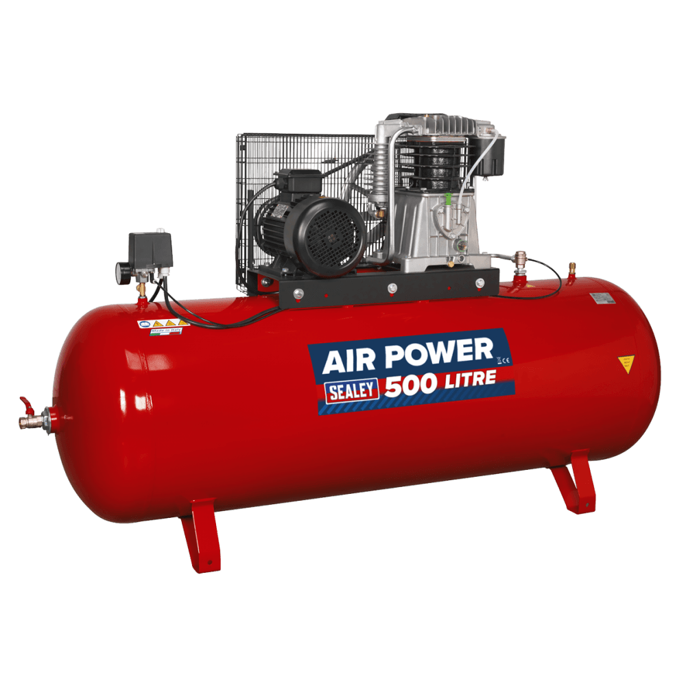 Sealey Compressor 500ltr Belt Drive 7.5hp 3ph 2-Stage with Cast Cylinders Model No-. SAC55075B
