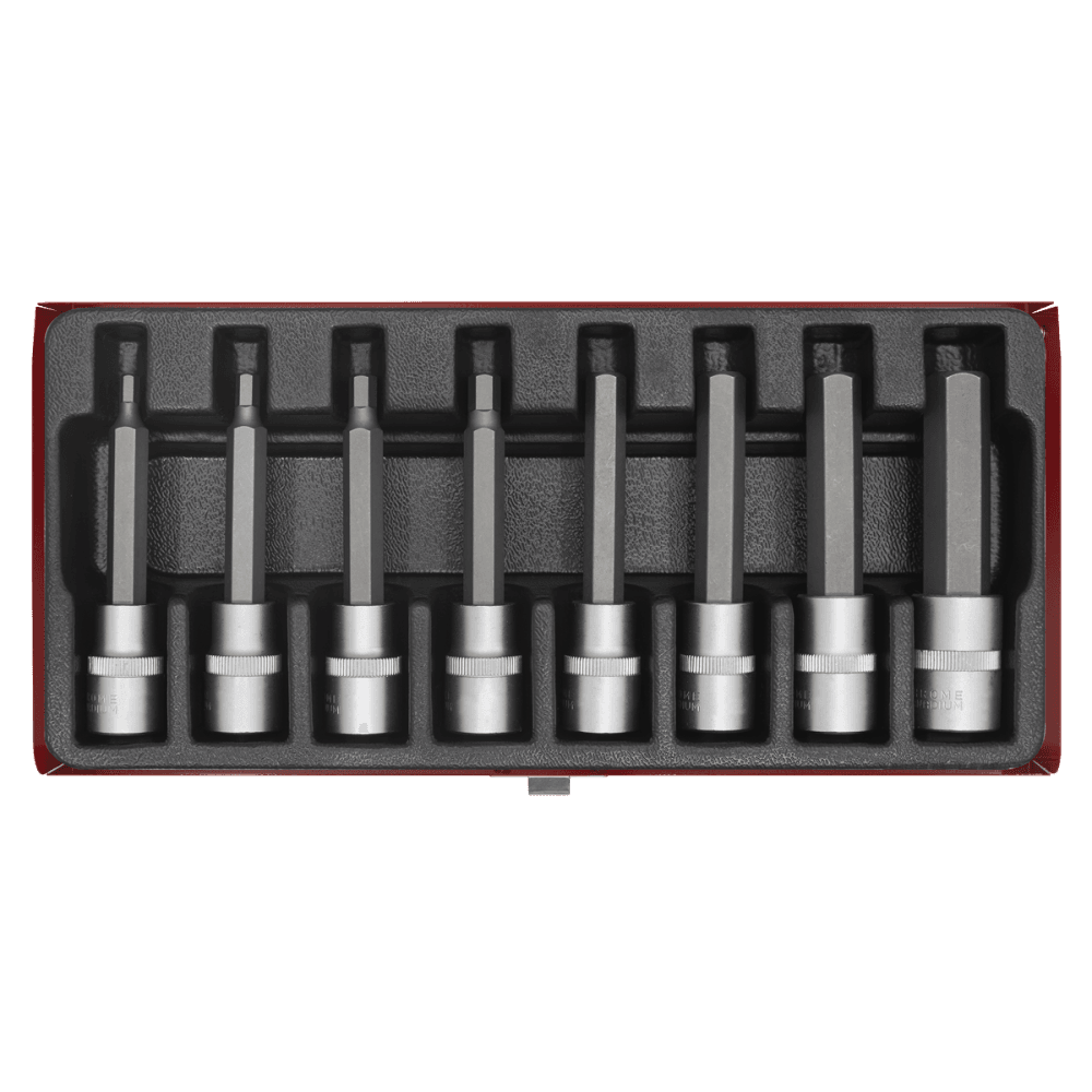 Sealey Hex Socket Bit Set 8pc 1/2"Sq Drive Metric Model No-AK9310