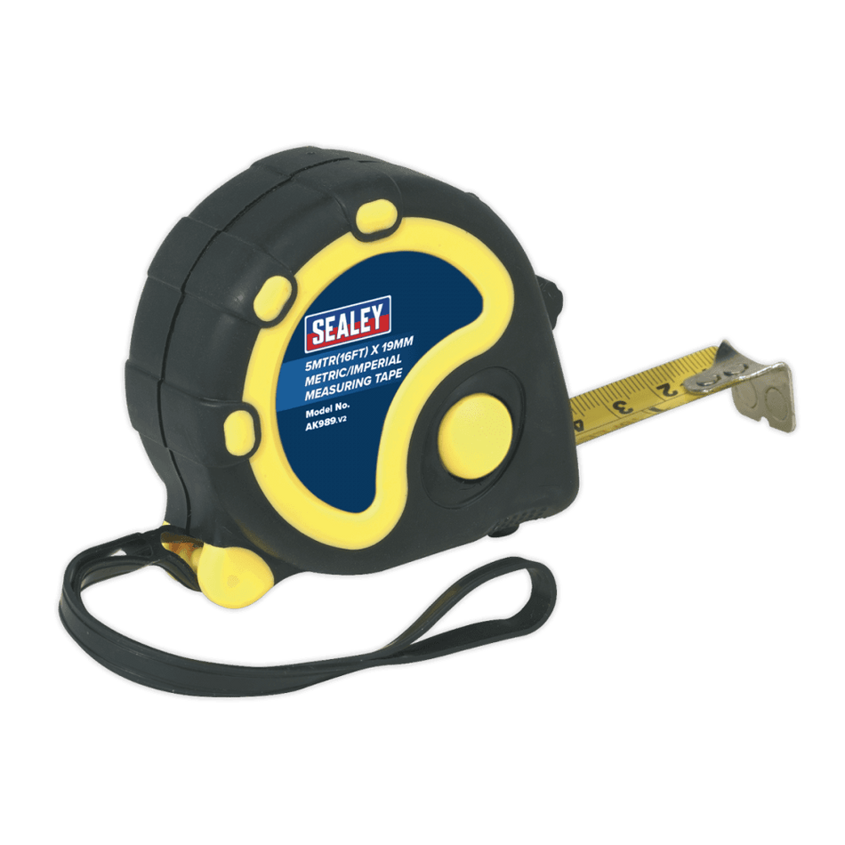 Sealey Rubber Measuring Tape 5mtr(16ft) x 19mm Metric/Imperial Model No-AK989