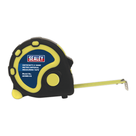 Sealey Rubber Measuring Tape 5mtr(16ft) x 19mm Metric/Imperial Model No-AK989