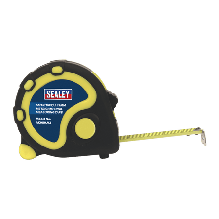 Sealey Rubber Measuring Tape 5mtr(16ft) x 19mm Metric/Imperial Display Box of 12 Model No-AK98912