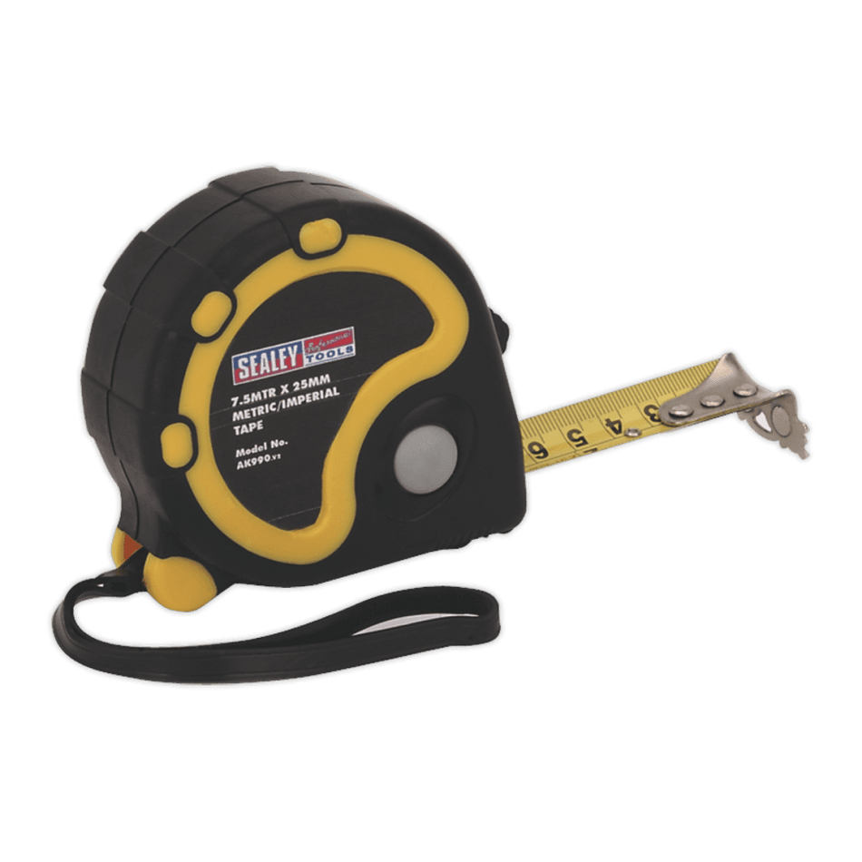 Sealey Rubber Measuring Tape 7.5mtr(25ft) x 25mm Metric/Imperial Model No-AK990