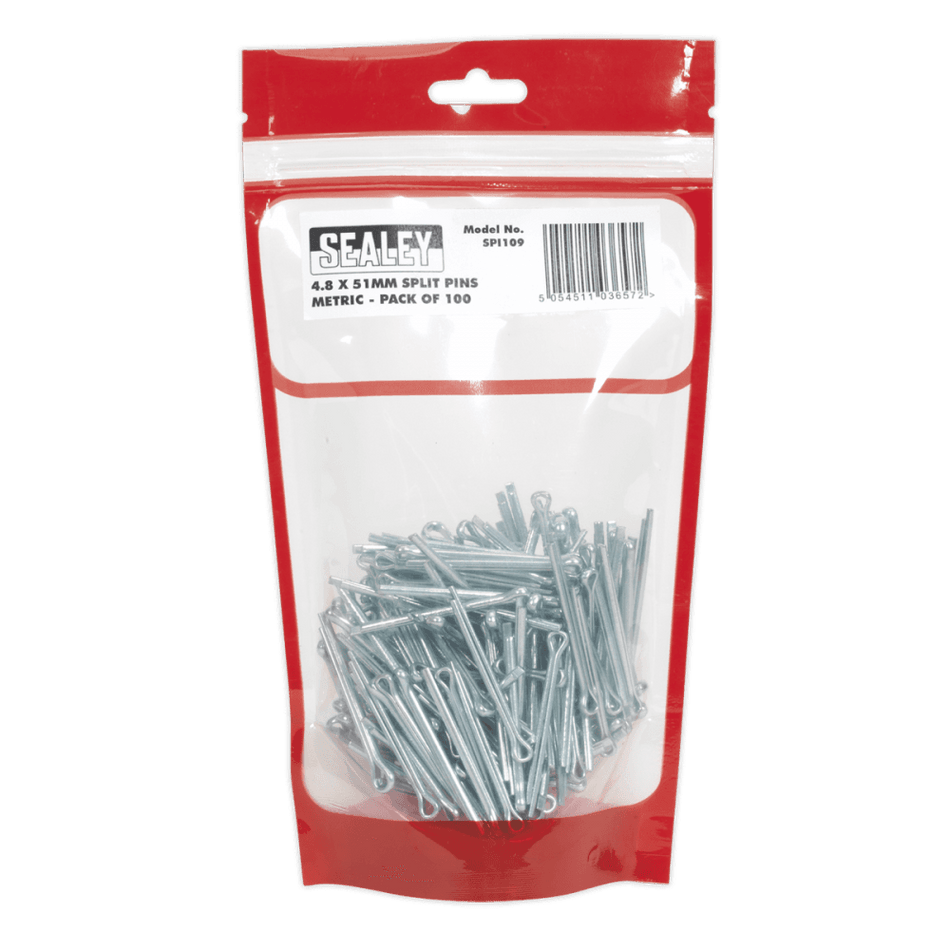 Sealey Split Pin 4.8 x 51mm Pack of 100 Model No-. SPI109