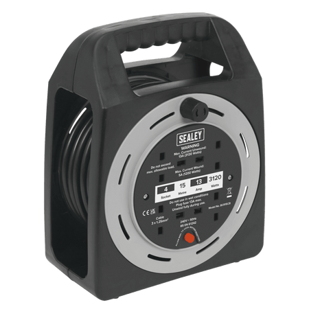 15m Box Type Cable Reel with Thermal Trip 4 x 230V : Model No.BCR15CB