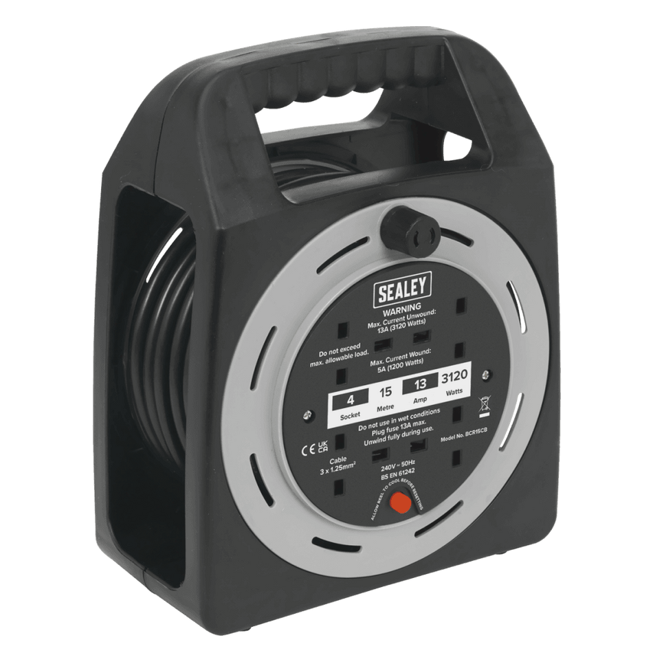 Cable Reel Box Type 15mtr 4 x 230V 1.25mmÂ¶Ã½ Thermal Trip : Model No.BCR15CB