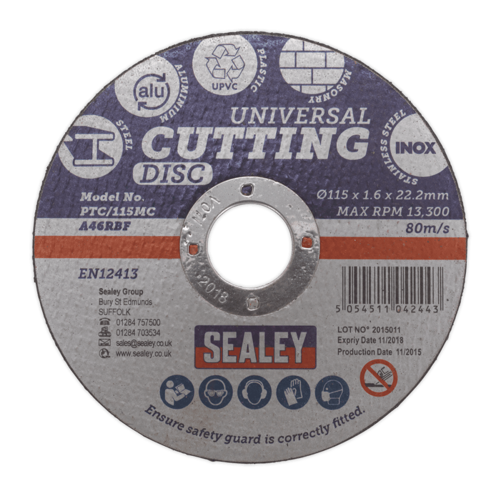 115 x 1.6mm Universal Cutting Disc 22mm Bore : Model No.PTC/115MC