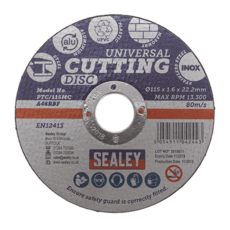 115 x 1.6mm Universal Cutting Disc 22mm Bore : Model No.PTC/115MC