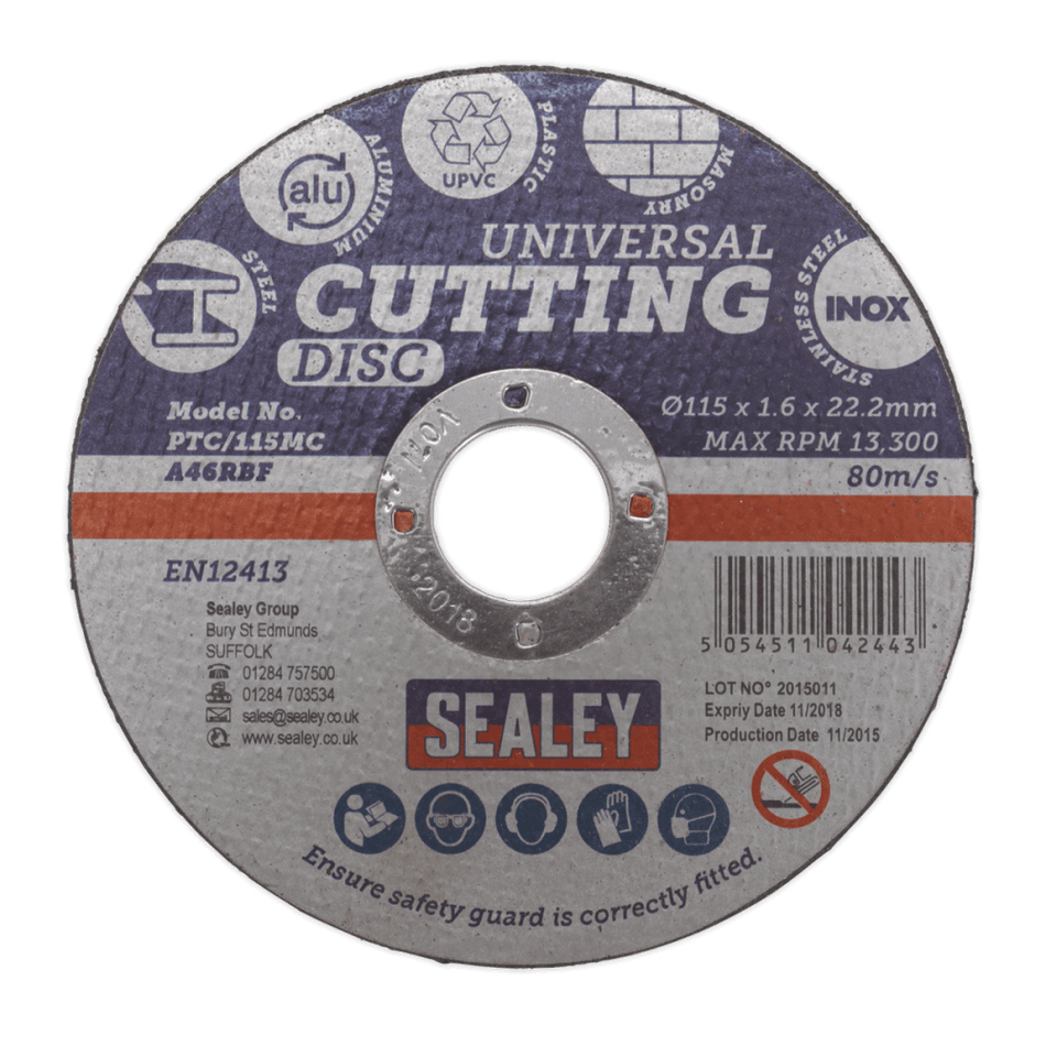 Multipurpose Cutting Disc Ã‡?115 x 1.6mm 22.2mm Bore : Model No.PTC/115MC