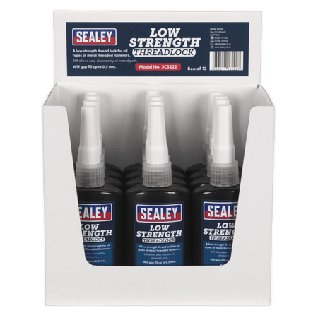 Thread Lock Low Strength 50ml Pack of 12 : Model No.SCS222