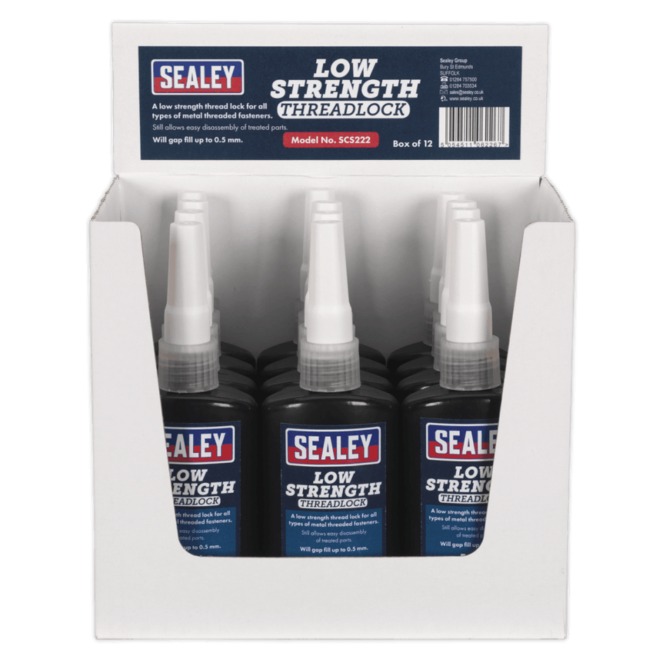 Thread Lock Low Strength 50ml Pack of 12 : Model No.SCS222