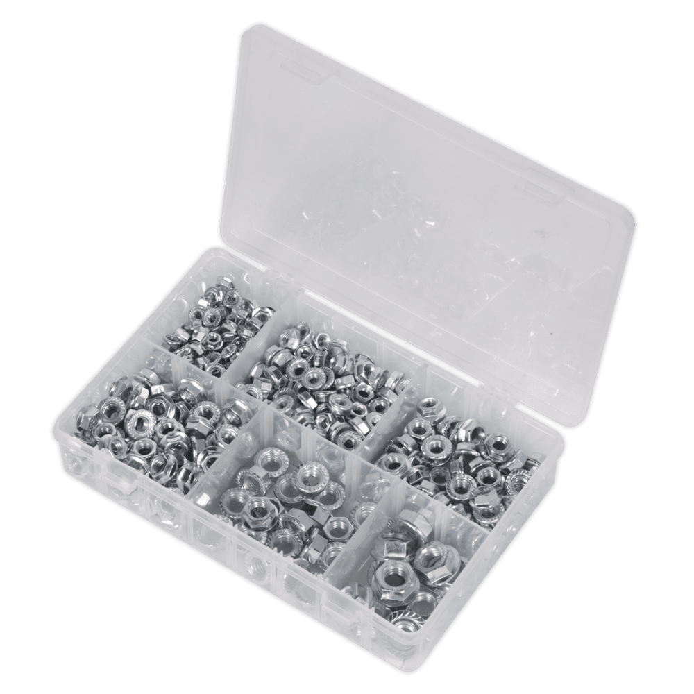 Flange Nut Assortment 390pc M5-M12 Serrated DIN 6923 Metric : Model No.AB031FN