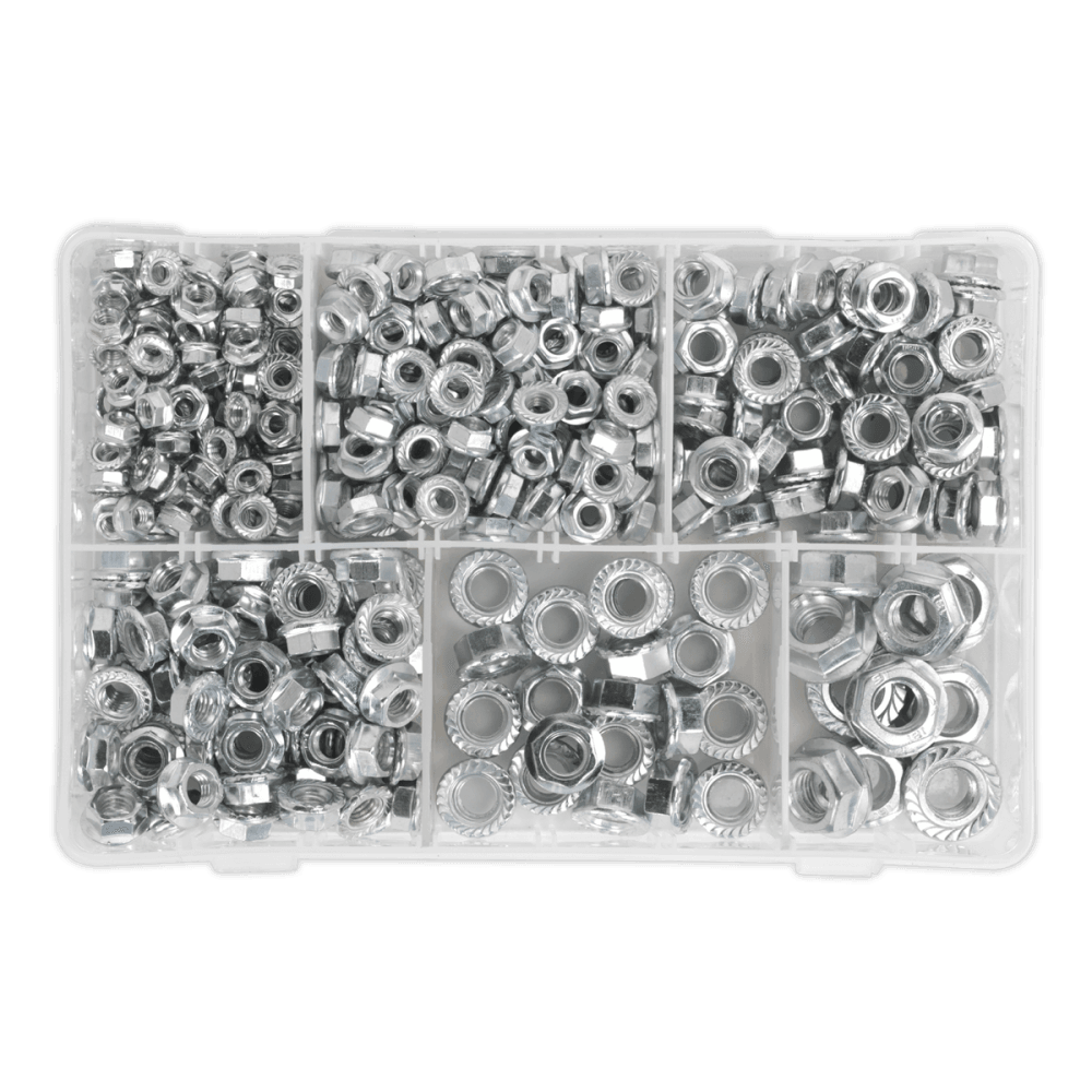 Flange Nut Assortment 390pc M5-M12 Serrated DIN 6923 Metric : Model No.AB031FN