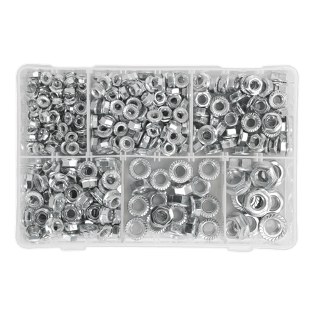 Flange Nut Assortment 390pc M5-M12 Serrated DIN 6923 Metric : Model No.AB031FN