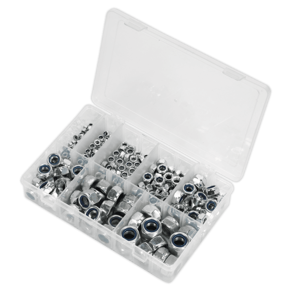 Nylon Lock Nut Assortment 255pc M4-M16 DIN 985 : Model No.AB033LN