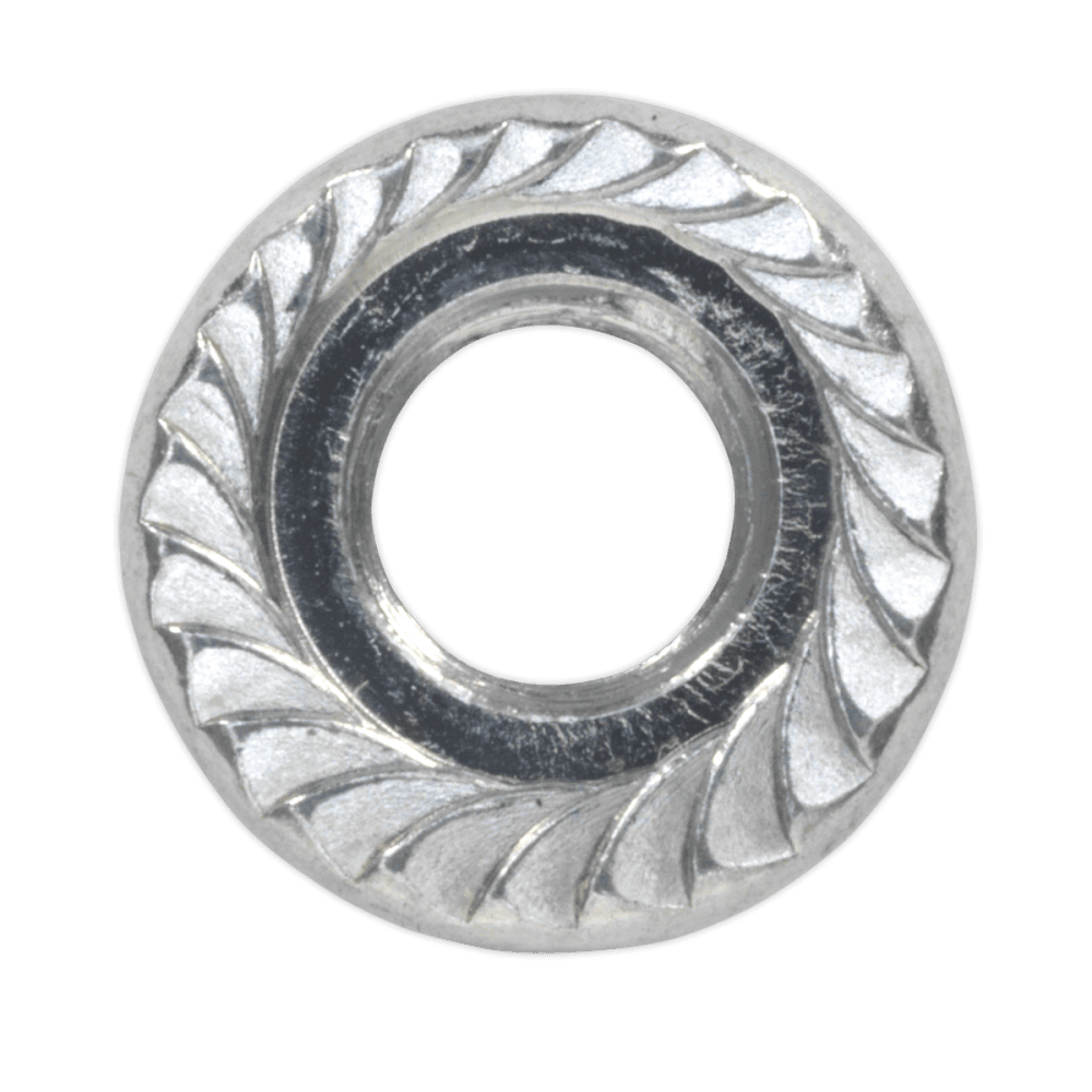 Flange Nut Serrated M5 Zinc DIN 6923 Pack of 100 : Model No.FN5